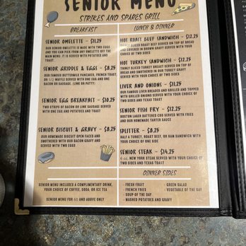 Strikes & Spares Grill - senior menu - Amusement Parks Near Me - Modesto, California Strikes & Spares Grill - senior menu - Amusement Parks Near Me - Modesto, California