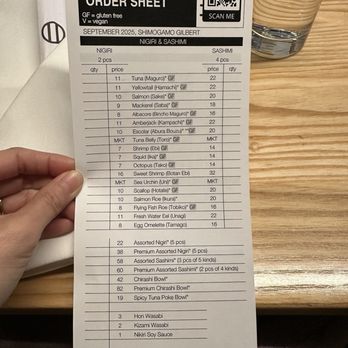 Shimogamo - 11/2025- paper menu 2 - Japanese Near Me - Gilbert, Arizona