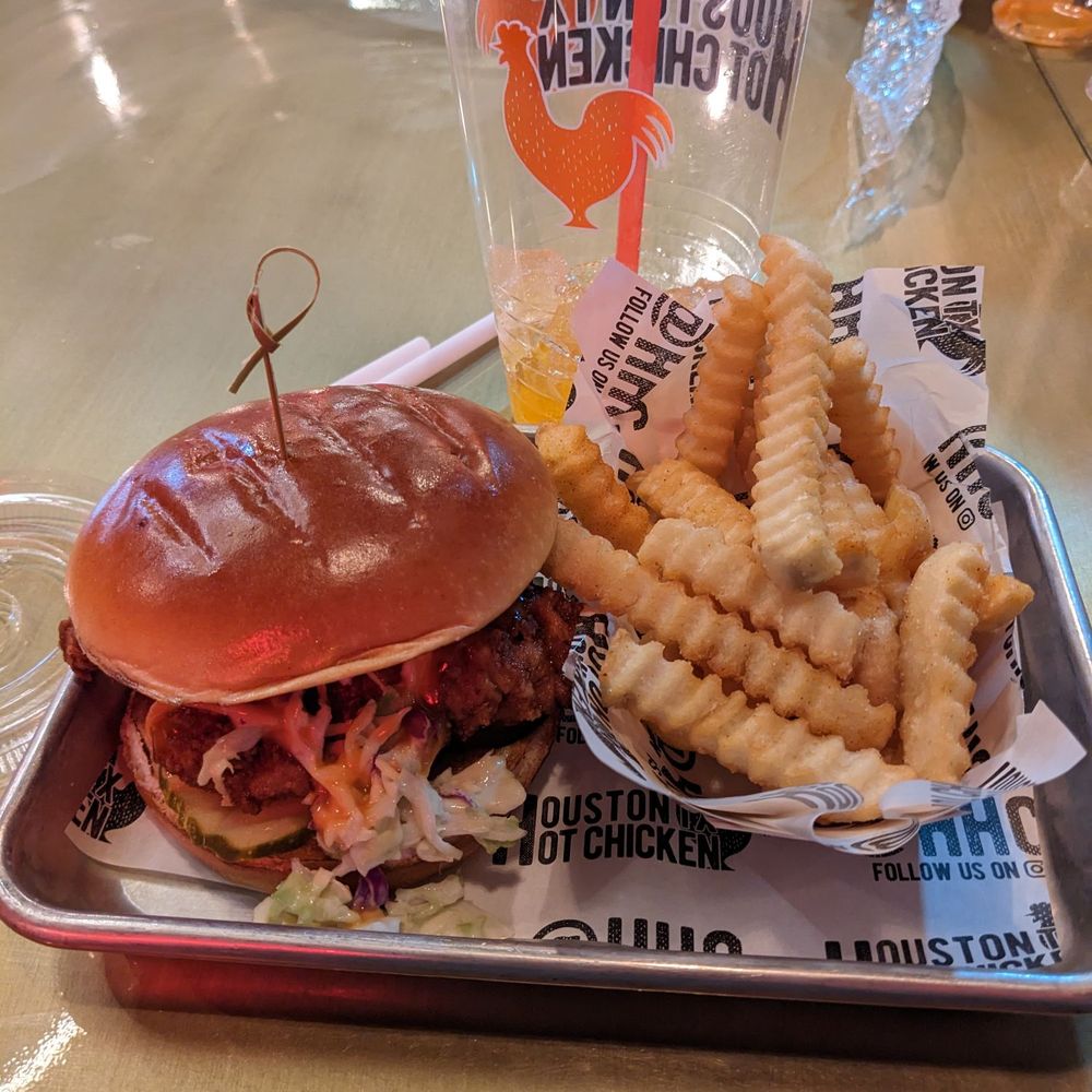 Houston TX Hot Chicken - Original chicken sandwich combo with house sauce - Chicken Shop Near Me - Las Vegas, Nevada