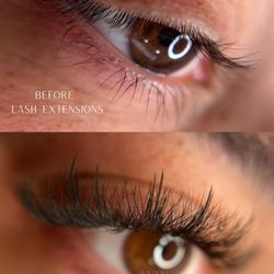 Eyelash extensions but make it wispy with a little drama. Custom designed lash extensions in Connecticut.
