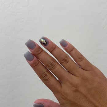 OMG Nails & Spa - Dip gel with square shape and gemstone spider - Nail Salons Near Me - Chandler, Arizona