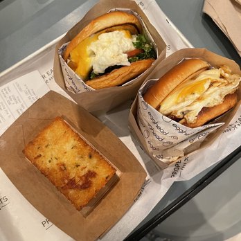 Egghead - From left-to-right: Cheesy hash brown, The Greenwich Village, The Midtown - Breakfast & Brunch Near Me - Las Vegas, Nevada Egghead - From left-to-right: Cheesy hash brown, The Greenwich Village, The Midtown - Breakfast & Brunch Near Me - Las Vegas, Nevada