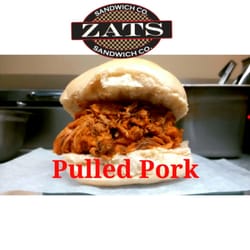 Zats Sandwich Co. - Our pulled pork. Slow roasted in house using fresh Ontario pork smothered in our ZATS BBQ sauce and finished with your favourite toppings