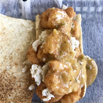 Skrimp Shack - Crab meat and Skrimp Po Boy with a sweet spicy sauce (sauce is amazing, huge portion) - Seafood Near Me - Hampton, Virginia