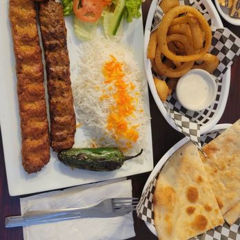 Global Cuisine - Beef & chicken kabob plate - American Near Me - San Bernardino, California Global Cuisine - Beef & chicken kabob plate - American Near Me - San Bernardino, California