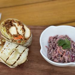 At The Rooftop - Crispy Asian chicken wrap and kimchi slaw