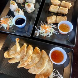 Dumplings, spring rolls, wontons