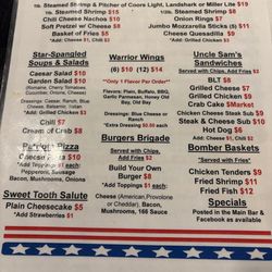 American Legion Post 166 - Regular menu