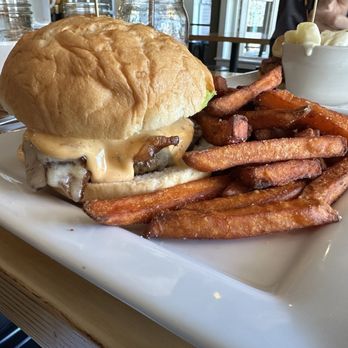 Side Street Cafe - The Nomad with sweet potatoe fries - American Near Me - Bar Harbor, Maine Side Street Cafe - The Nomad with sweet potatoe fries - American Near Me - Bar Harbor, Maine