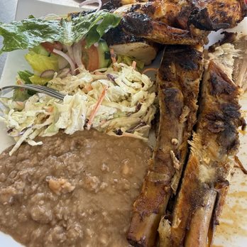 What A Chicken - Combo plate with ribs, chicken, beans and Cole slaw. - Mexican Near Me - Petaluma, California What A Chicken - Combo plate with ribs, chicken, beans and Cole slaw. - Mexican Near Me - Petaluma, California