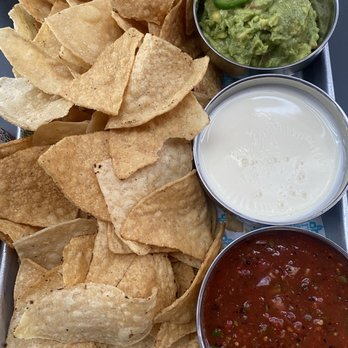 Rreal Tacos - Chamblee - Trio appetizer: guacamole, queso, and salsa - Tacos Near Me - Atlanta, Georgia