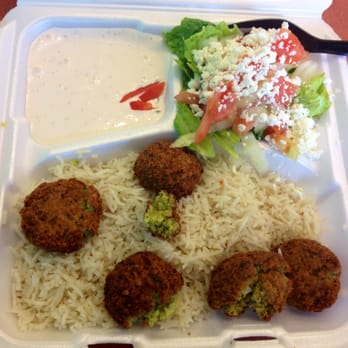 Sultan's Kite - falafel with rice and red sauce @ Sultan's Kite - Mediterranean Near Me - Lincoln, Nebraska
