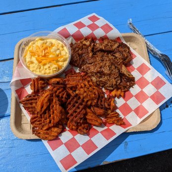 Mad Apples - Pulled pork, sweet potato fries, and Mac n cheese. - New American Near Me - East Stroudsburg, Pennsylvania Mad Apples - Pulled pork, sweet potato fries, and Mac n cheese. - New American Near Me - East Stroudsburg, Pennsylvania