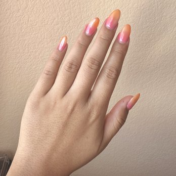 Safety Nails and Spa - Orange and pink chrome gelx nails! $75 (not including tip) - Nail Salons Near Me - Elk Grove, California