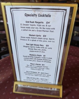 Menu photo 1 Red Onion Saloon Skagway, AK