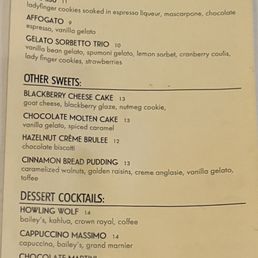 Dessert menu Dessert menu