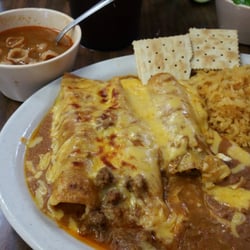 Taco Ole - Edinburg - The special today: Enchiladas. They have complimentary soup and chips with salsa.