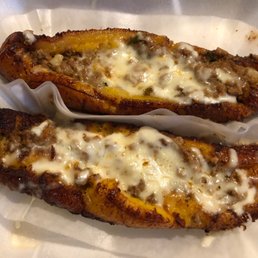 Canoa- plantain, ground beef and cheese. Canoa- plantain, ground beef and cheese.