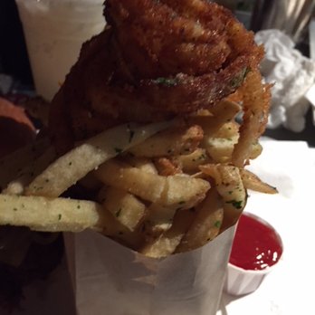 Burger Lounge - 1/2 and 1/2 Fries and Onion Rings Combo - Burgers Near Me - Beverly Hills, California