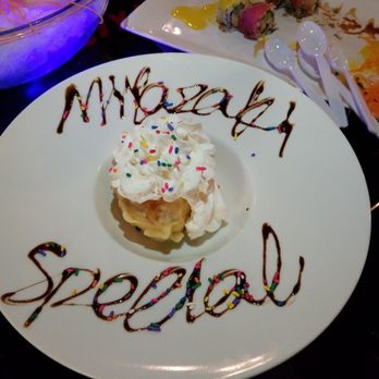 Miyazaki - Isn't this a beautiful desert, fried ice cream! - Sushi Bars Near Me - Oak Ridge North, Texas