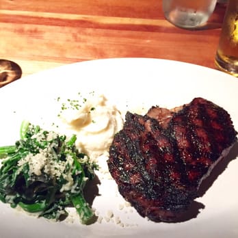 Houston's Restaurant - Ribeye with garlic mash and greens - New American Near Me - Irvine, California