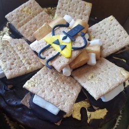 My golden Gravity Falls/Bill Cipher vegan s'mores cake! My golden Gravity Falls/Bill Cipher vegan s'mores cake!