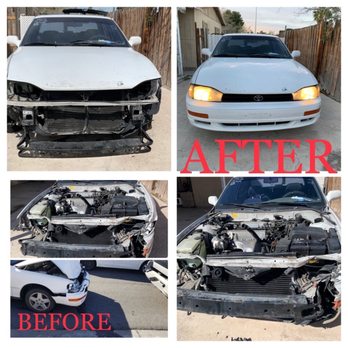 Mannys Mobile Mechanics - Before and after of my Wrecked Toyota!....Great job! - Auto Repair Near Me Mannys Mobile Mechanics - Before and after of my Wrecked Toyota!....Great job! - Auto Repair Near Me