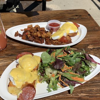 The District - Classic Eggs Benedict (front) and District Crab Cakes Benedict (rear) - American Near Me - Providence, Rhode Island The District - Classic Eggs Benedict (front) and District Crab Cakes Benedict (rear) - American Near Me - Providence, Rhode Island