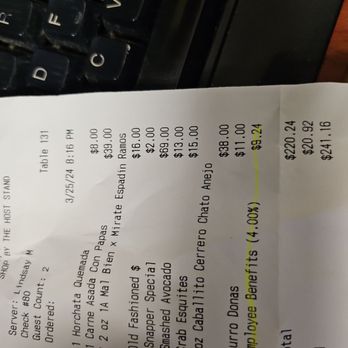 Mirate - The bill smd the employee benefits 4% charge with no given notice and approval - Mexican Near Me - Los Angeles, California Mirate - The bill smd the employee benefits 4% charge with no given notice and approval - Mexican Near Me - Los Angeles, California