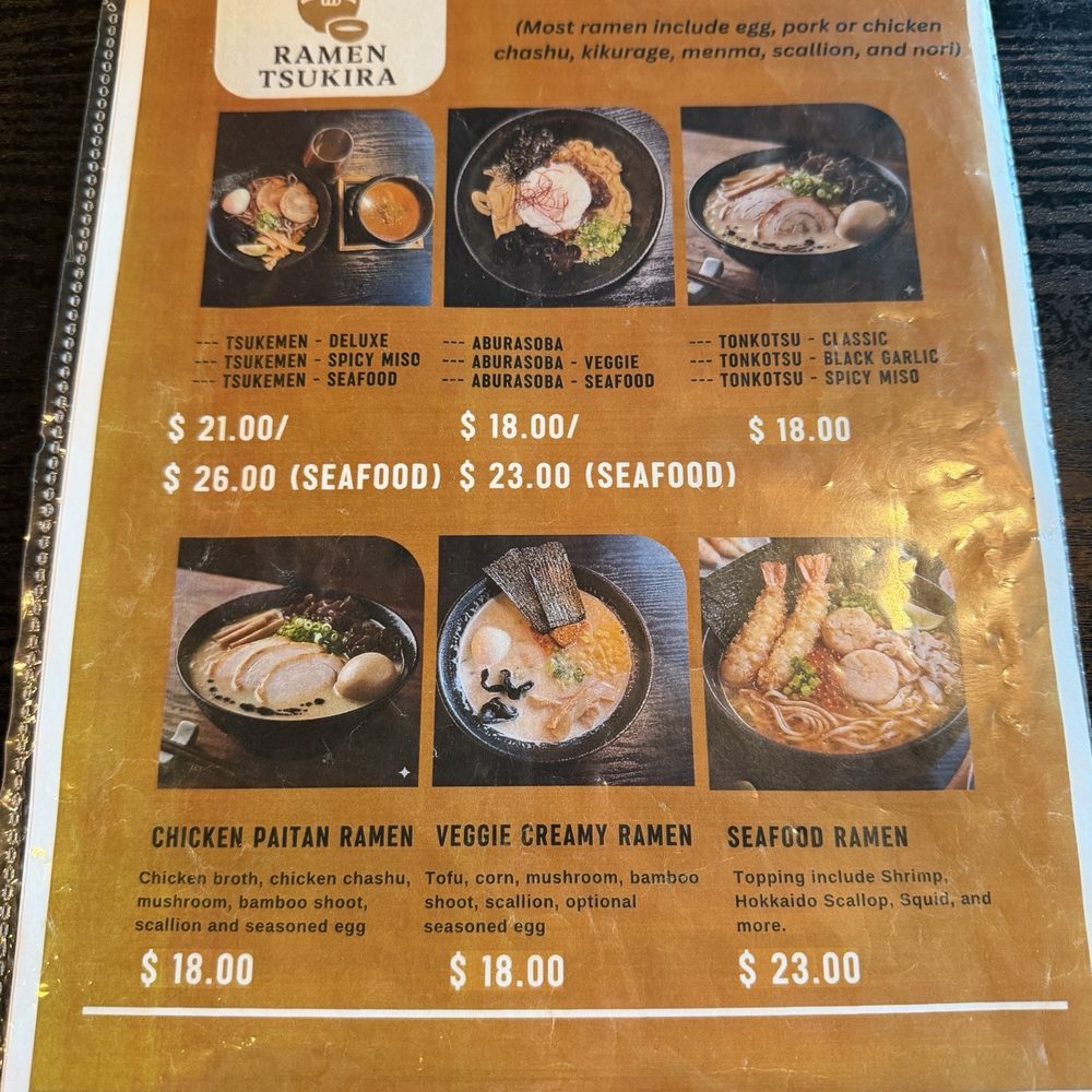 Tsukira Ramen - Menu 4/2/26 - Ramen Near Me - Foster City, California Tsukira Ramen - Menu 4/2/26 - Ramen Near Me - Foster City, California