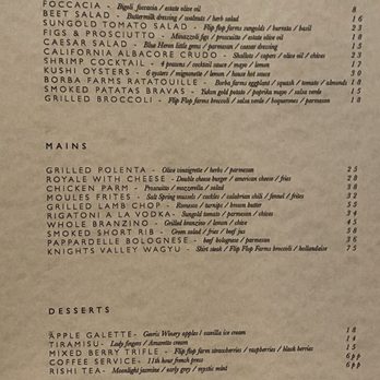 Maligne - Menu (9/2024) - New American Near Me - Seaside, California