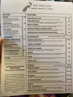Menu photo 1 The Peacock Kennewick, WA