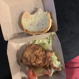 Got well into the bread but yet I haven't eaten the chicken yet.