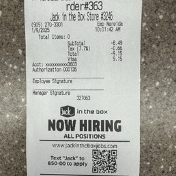 My receipt