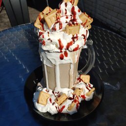 The Alphabet Killer- mocha chip ice cream, marshmallow topping, whipped cream, alphabet cookies and chocolate topping.