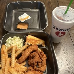 Zax's sauce 4 piece chicken box, fries, Texas toast