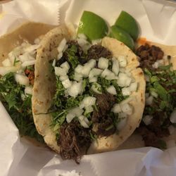 Taqueria Munoz - Cheek meat taco Chorizo taco Marinated pork taco
