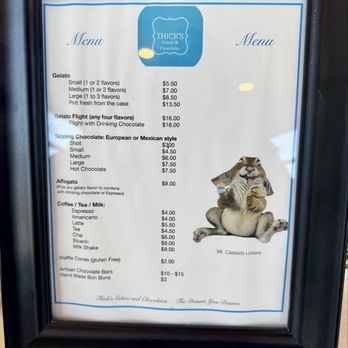 Thick's Gelato And Chocolates - Menu - Ice Cream & Frozen Yogurt Near Me - Denver, Colorado Thick's Gelato And Chocolates - Menu - Ice Cream & Frozen Yogurt Near Me - Denver, Colorado