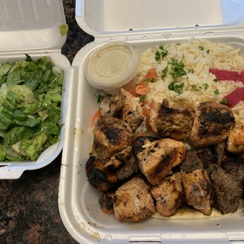 The Sheikh Restaurant - Mixed Grilled beef and chicken with rice and salad. - Middle Eastern Near Me - Canton, Michigan