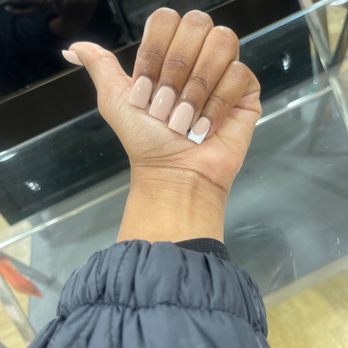 Attractive Nails - Left hand w ONE mail of French tip. Also the nails are really big for my small nail bed. - Nail Salons Near Me - Azusa, California Attractive Nails - Left hand w ONE mail of French tip. Also the nails are really big for my small nail bed. - Nail Salons Near Me - Azusa, California