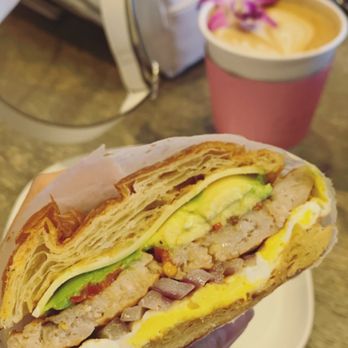 Cafein - Sausage Egg and Cheese croissant with wasabi mayo. BEST BREAKFAST CROISSANT EVER. - Coffee & Tea Near Me - Chantilly, Virginia