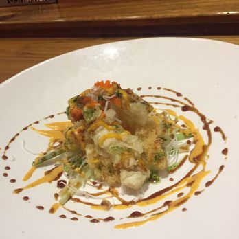 Hachi - Free appetizer- some sort of fried white fish over cucumber - Sushi Bars Near Me - Chalfont, Pennsylvania