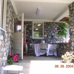 Preston Community Center - Front porch shows the river rock facing.