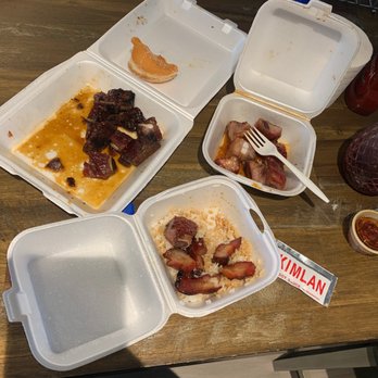 Huakee BBQ Bento - Ribs make they don't you give u burnt dried out old ribs as pictured in top left larger take out tray - Cantonese Near Me - Westminster, Colorado