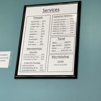 Creative Eyebrow Threading Salon - Services - pricing as of 4/2021 - Eyebrow Services Near Me - San Leandro, California