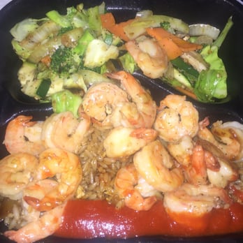 hana teppanyaki - My shrimp dinner plate.  I'm sorry I forgot the menu number.  The food here is pretty good. Try it! - Japanese Near Me - Compton, California