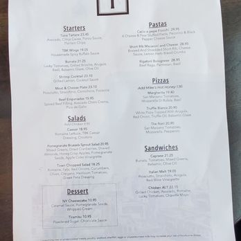 Town Bar + Kitchen - Food menu. - Bars Near Me - Newark, New Jersey