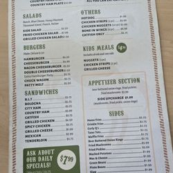 Cowboy’s Country Cookin’ - Lunch menu