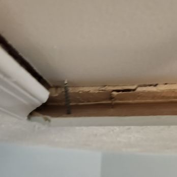 Marikal Electric - The is my attic door trim that was damaged while Mr. Raoof was entering attic multiple. The actual door was damage split in half.. - Electricians Near Me