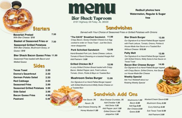 Menu photo 2 Bier Shack Taproom Foley, AL Menu photo 2 Bier Shack Taproom Foley, AL